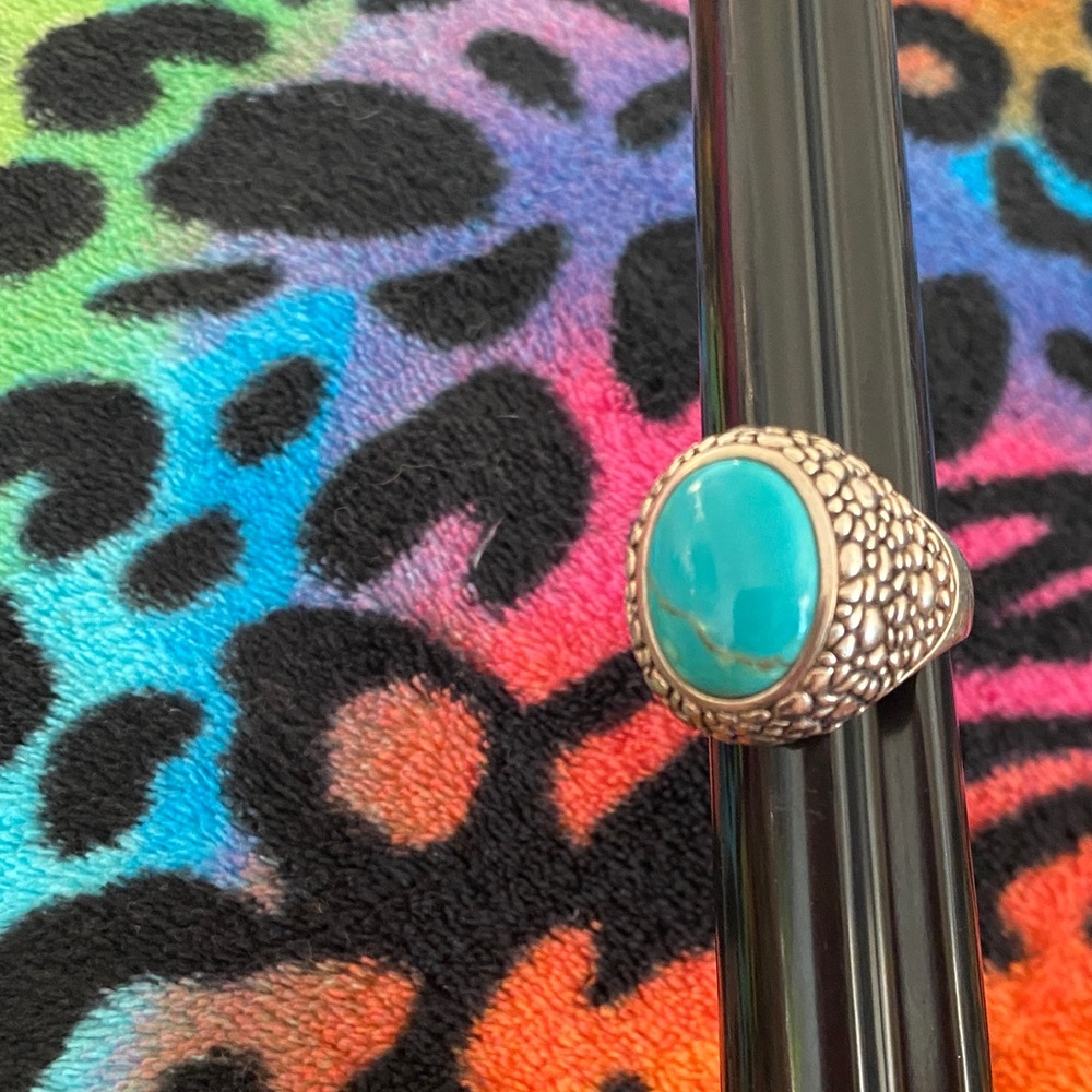 Turquoise Silver Statement Ring - image 5